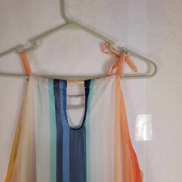 New York and Company sleeveless rainbow striped flowy maxi dress size Medium - Picture 6 of 9